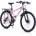 24 26 Inch Kids Bike, Kids Mountain Bike for Boys and Girls Over 6 Years with 21-Speed Drivetrain, Suspension Fork, Dual Disc Brakes, Rear Rack, Internal Cable, Kids' Bicycles with Multiple Colors