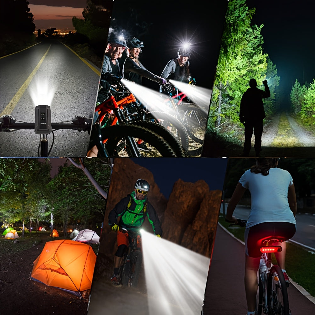 High Brightness Bike Lights for Night Riding, 13 Light Modes Bike Headlight 4Modes Bike Rear Light, Aluminum Waterproof LED Bike Front Lights with High Low Beam Design, LCD Display, IP55, Goof for Night Rider,Commuters,Outdoor Adventurers & Tourists