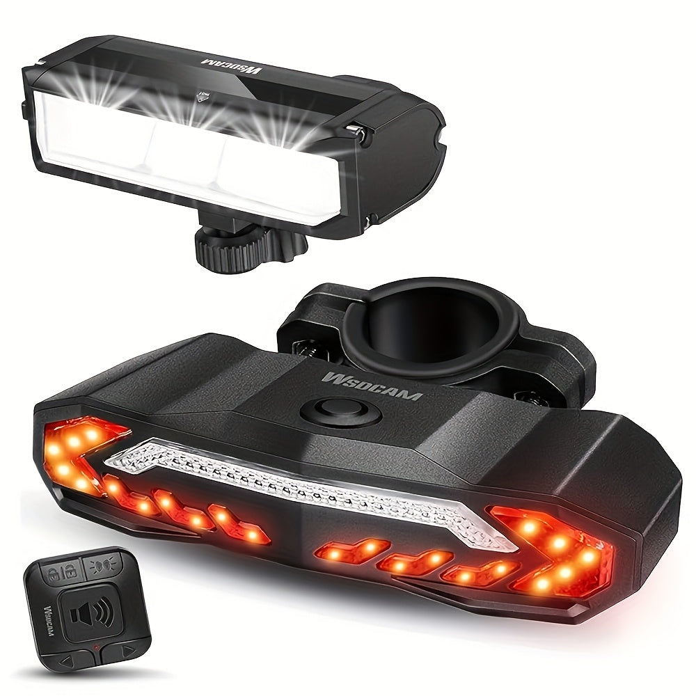Bike Lights, 6 Lighting Modes Smart Bike Tail Light, Bike Accessories, 5in 1 Multifunctional, Bike Light Set with Remote Control, Bicycle Accessories - USB Rechargeable - Ultra Bright Bicycle Light Rear for Mountain Bikes And Road Bikes