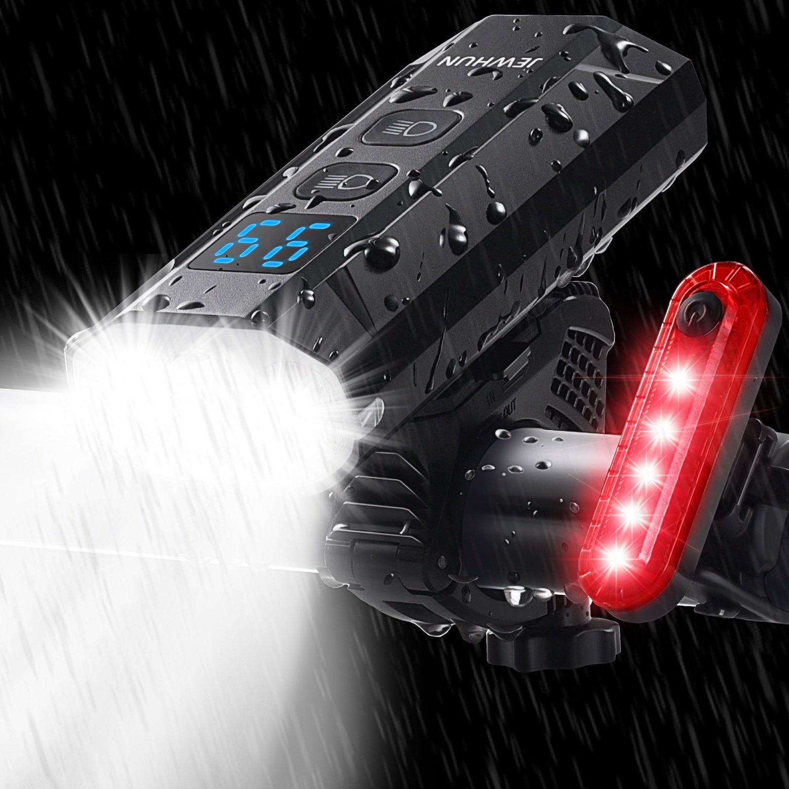 High Brightness Bike Lights for Night Riding, 13 Light Modes Bike Headlight 4Modes Bike Rear Light, Aluminum Waterproof LED Bike Front Lights with High Low Beam Design, LCD Display, IP55, Goof for Night Rider,Commuters,Outdoor Adventurers & Tourists