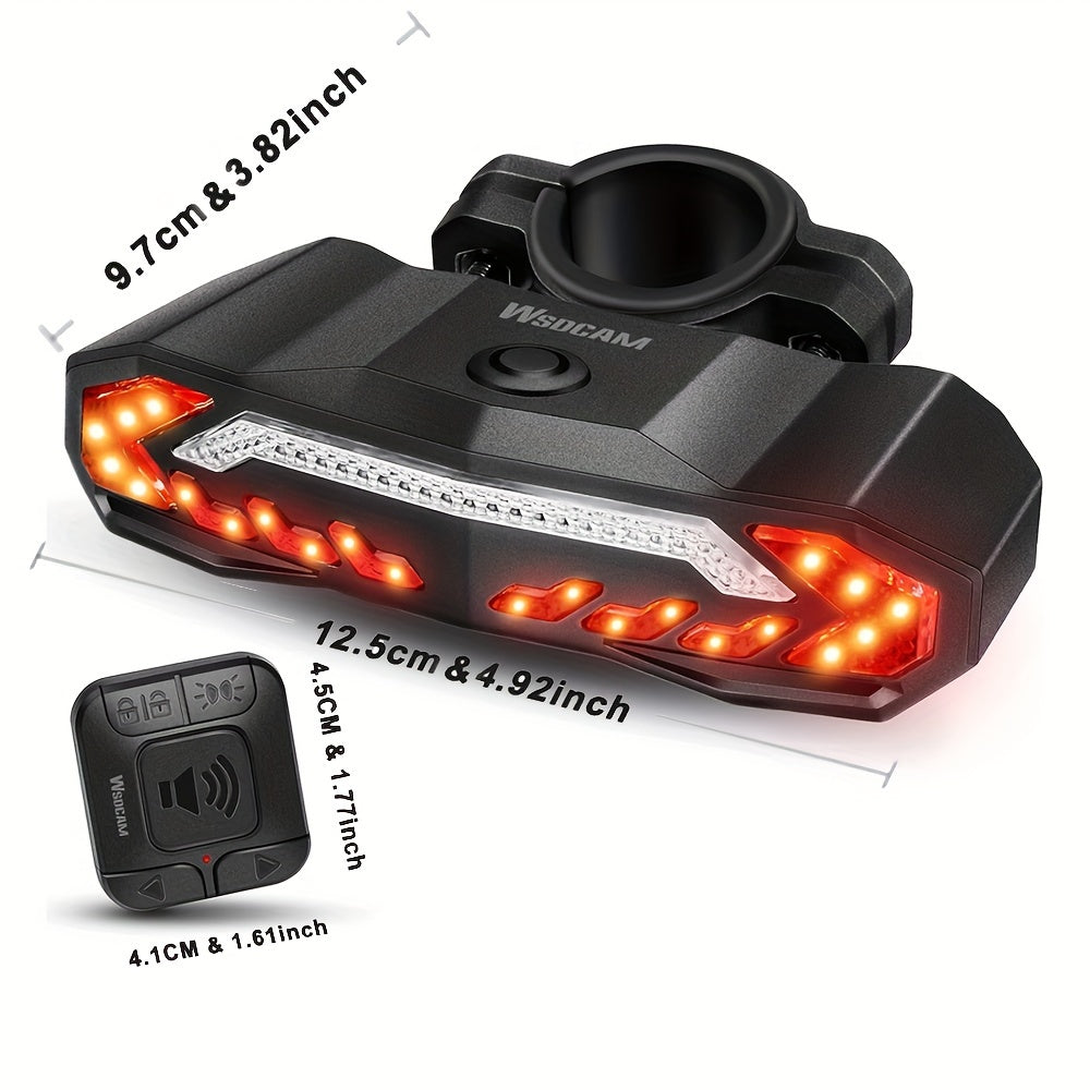 Bike Lights, 6 Lighting Modes Smart Bike Tail Light, Bike Accessories, 5in 1 Multifunctional, Bike Light Set with Remote Control, Bicycle Accessories - USB Rechargeable - Ultra Bright Bicycle Light Rear for Mountain Bikes And Road Bikes