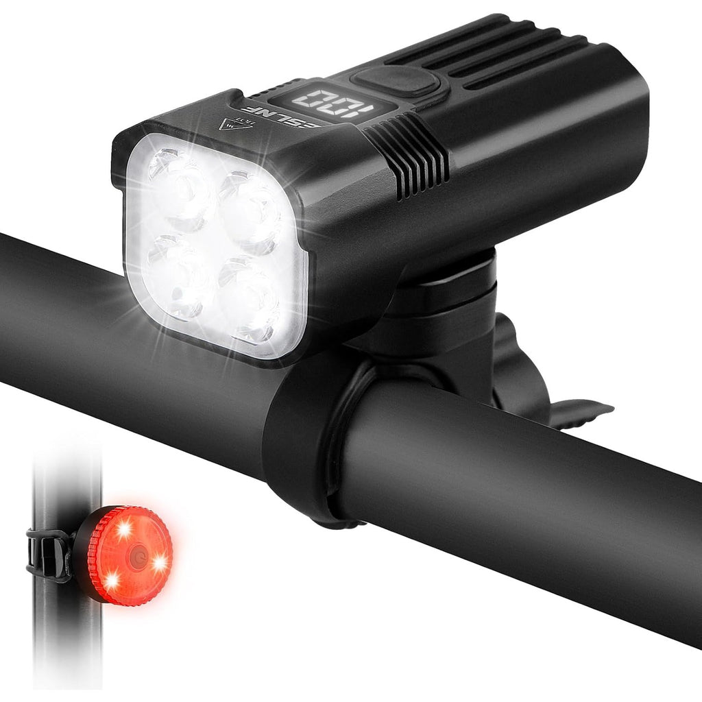 Set of Front And Rear Bike Lights That Are Rechargeable Via USB-C, Featuring Multiple LED Modes, Made of Aluminum Alloy, with a Memory Function, Suitable for Commuting And Night Rides in The Mountains