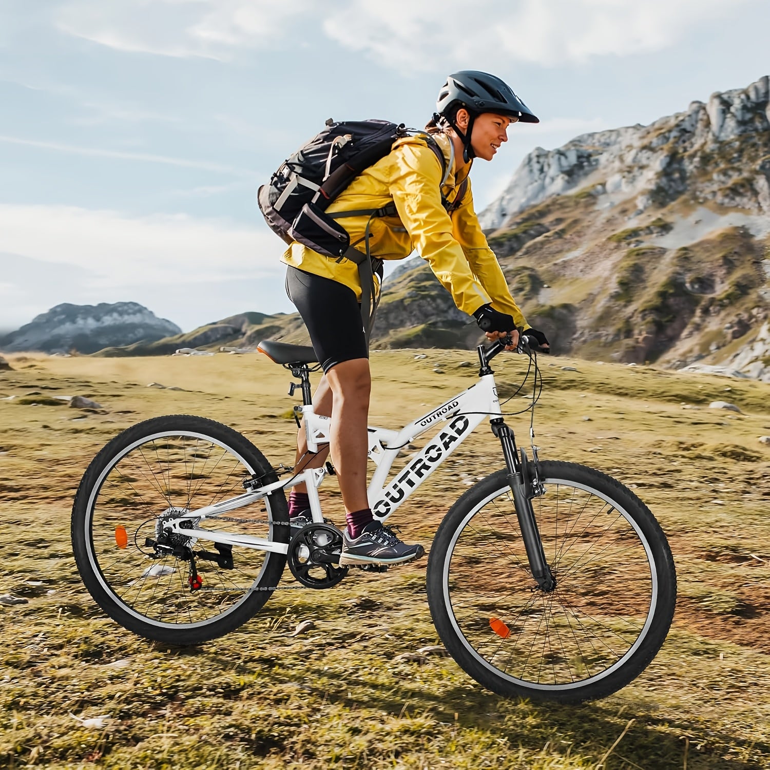 1 26-inch Mountain Bike | 7-speed Full Suspension, Dual V-brake, All-terrain Anti-slip Tires, Alloy Steel Wheels, Stainless Steel Frame, Available in, Suitable for Off-road Riding