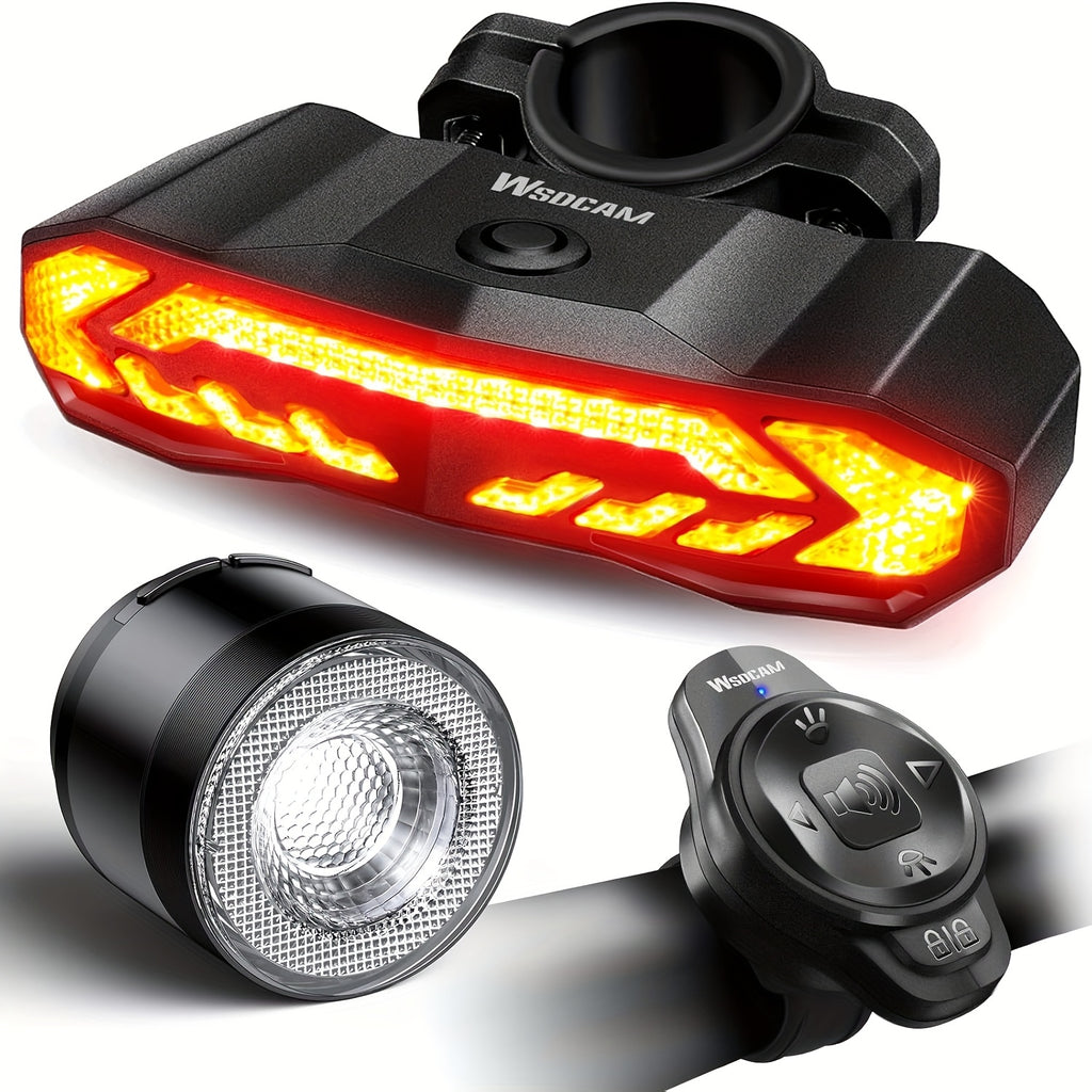 Smart Bike Light Set, Bicycle Headlight Tail Light With Remote Control, Bike Tail Light With Turn Signals And Brake Light Bike Alarm Horn, Night Riding Bike Lights, For Bicycles, Mountain Bikes, Road Bikes, Motorcycles, Without Battery