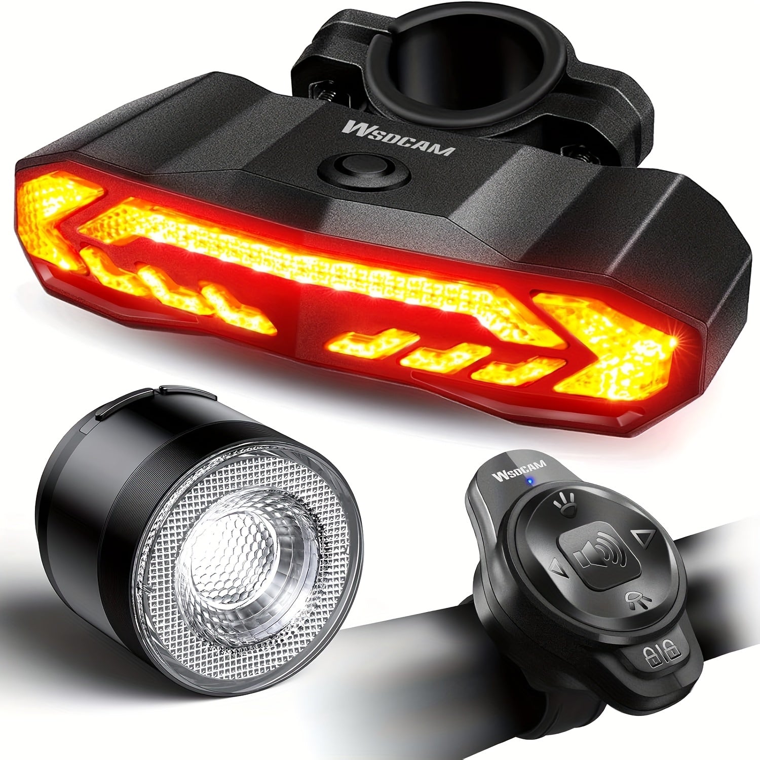 Smart Bike Light Set, Bicycle Headlight Tail Light With Remote Control, Bike Tail Light With Turn Signals And Brake Light Bike Alarm Horn, Night Riding Bike Lights, For Bicycles, Mountain Bikes, Road Bikes, Motorcycles, Without Battery
