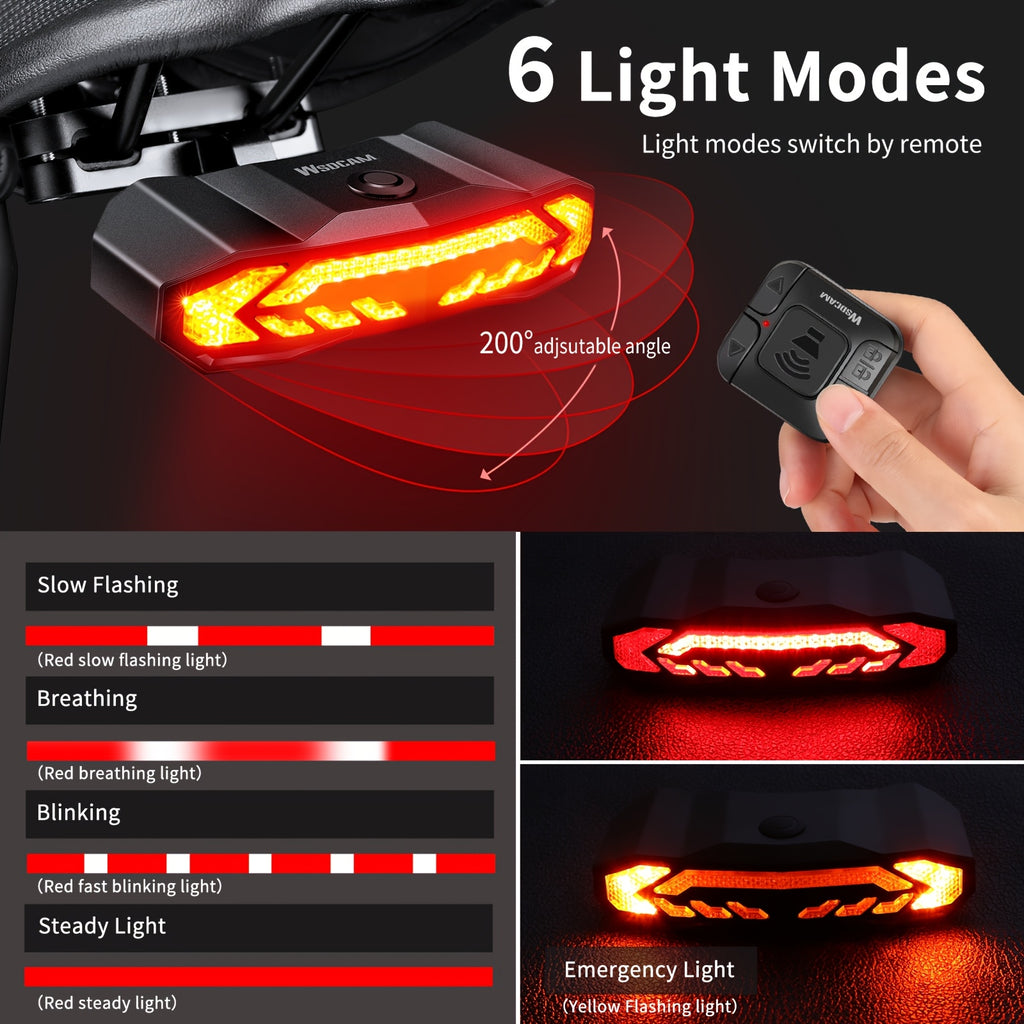 Smart Bike Light Set, Bicycle Headlight Tail Light With Remote Control, Bike Tail Light With Turn Signals And Brake Light Bike Alarm Horn, Night Riding Bike Lights, For Bicycles, Mountain Bikes, Road Bikes, Motorcycles, Without Battery