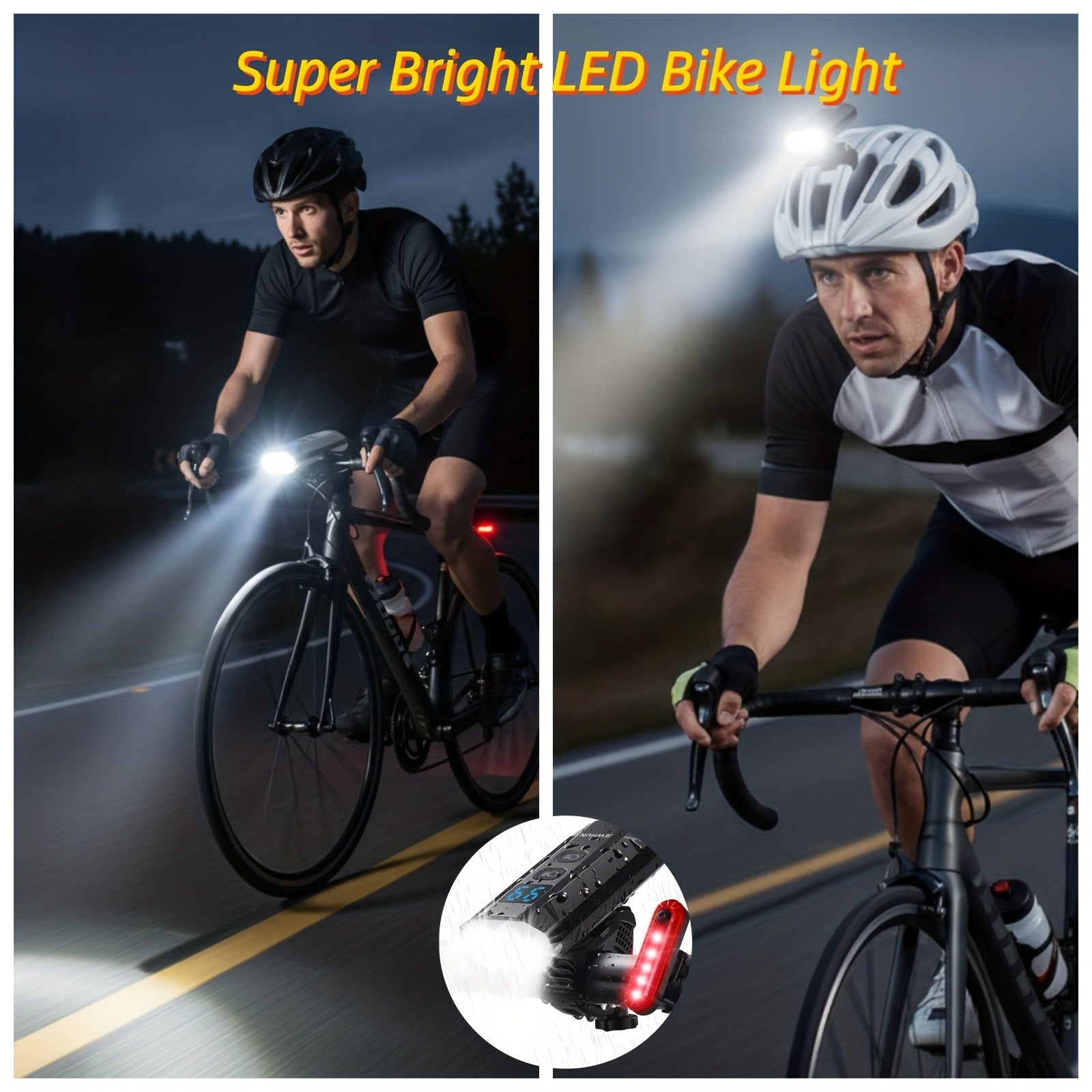 High Brightness Bike Lights for Night Riding, 13 Light Modes Bike Headlight 4Modes Bike Rear Light, Aluminum Waterproof LED Bike Front Lights with High Low Beam Design, LCD Display, IP55, Goof for Night Rider,Commuters,Outdoor Adventurers & Tourists