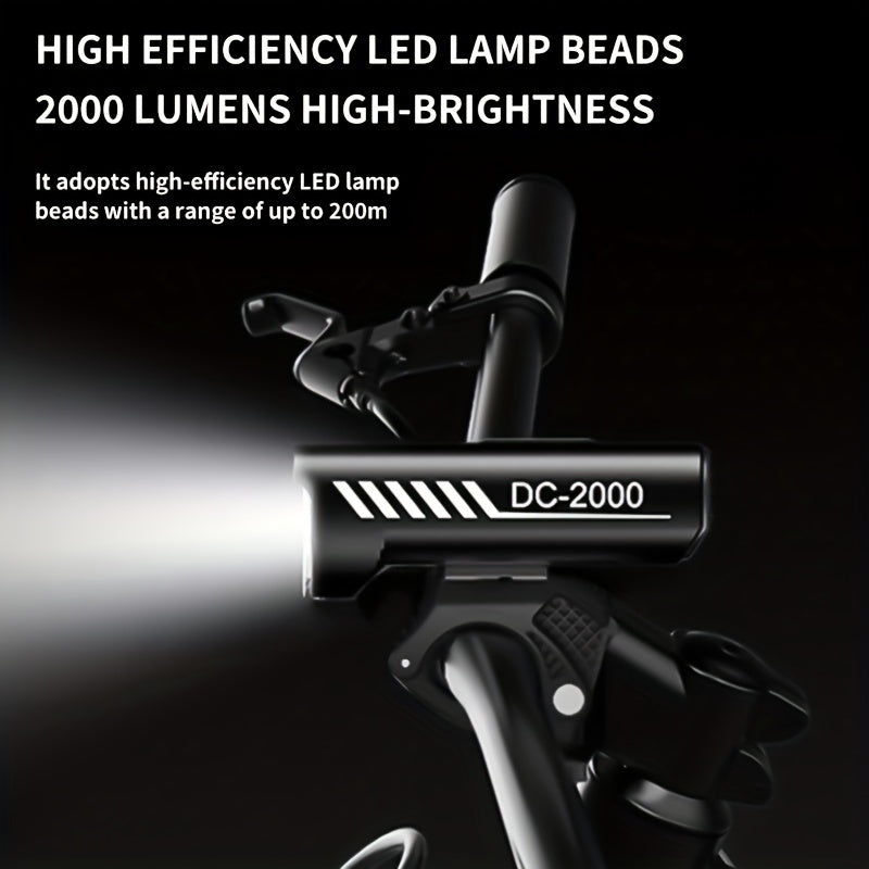 Bike Lights for Night Riding, Bicycle Light, 2000 Lumens Bright Bicycle Headlight, Rechargeable 6400mAh Ultra-Long Battery Life, Fits Road Mountain Bike