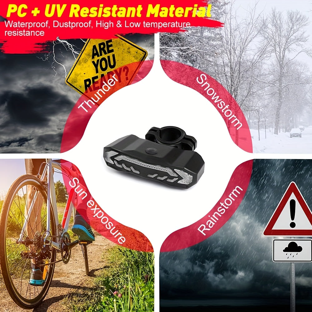 Bike Lights, 6 Lighting Modes Smart Bike Tail Light, Bike Accessories, 5in 1 Multifunctional, Bike Light Set with Remote Control, Bicycle Accessories - USB Rechargeable - Ultra Bright Bicycle Light Rear for Mountain Bikes And Road Bikes