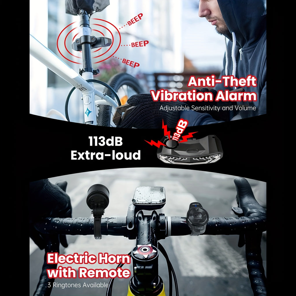 Smart Bike Light Set, Bicycle Headlight Tail Light With Remote Control, Bike Tail Light With Turn Signals And Brake Light Bike Alarm Horn, Night Riding Bike Lights, For Bicycles, Mountain Bikes, Road Bikes, Motorcycles, Without Battery