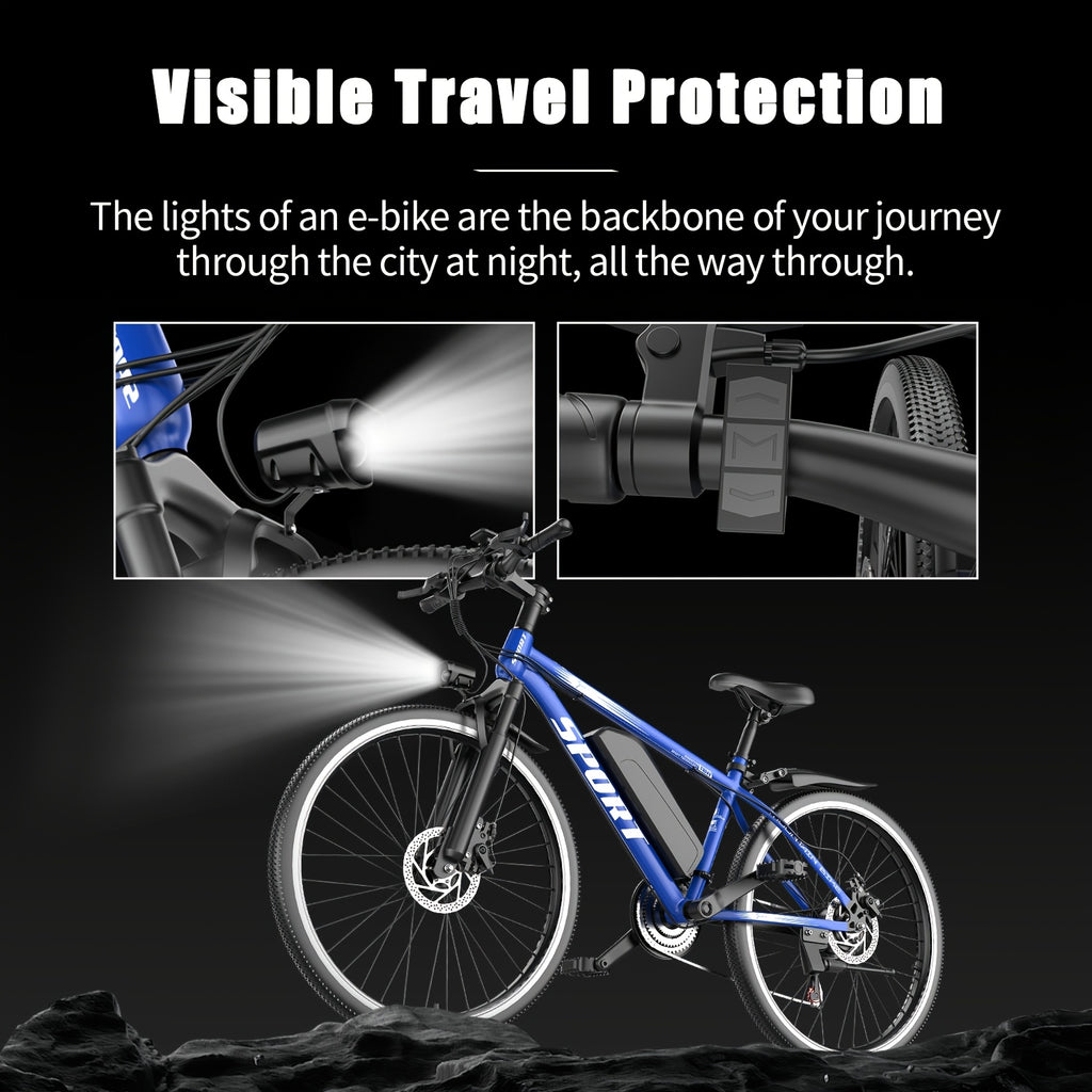 26-Inch Off-Road Electric Mountain Bike, 749W Motor, 25MPH, 48V 10Ah Detachable Lithium Battery, 7 Speed, Dual Disc Brakes, Suitable for Adult Electric Bicycles with a Range of 45 Miles