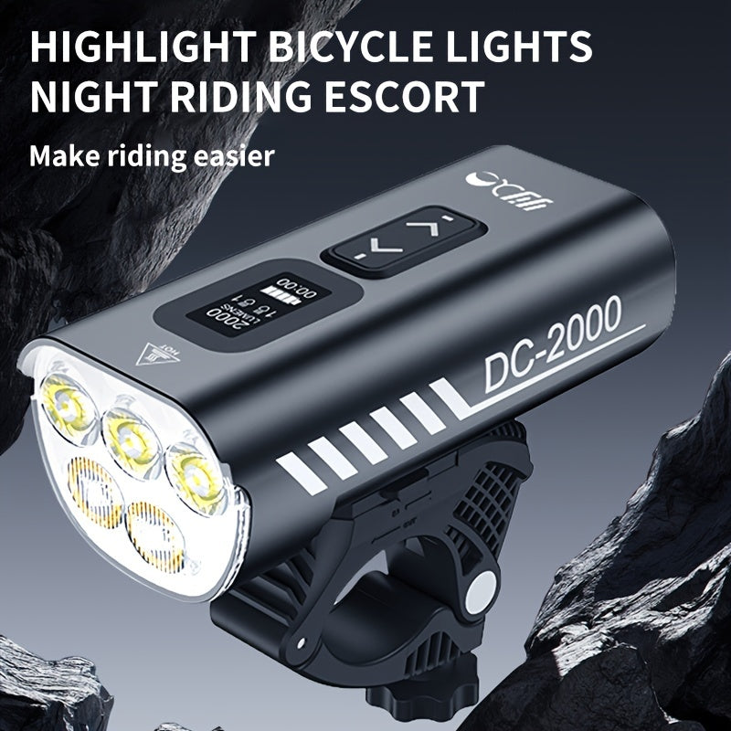 Bike Lights for Night Riding, Bicycle Light, 2000 Lumens Bright Bicycle Headlight, Rechargeable 6400mAh Ultra-Long Battery Life, Fits Road Mountain Bike