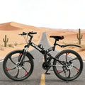 26 Inch Adult Folding Bikes\u002FMountain Bikes, 21 Speeds Mountain Bicycles with Full Suspension, Dual Disc Brake, High Carbon Steel Frame, Foldable Bike for Men\u002FWomen