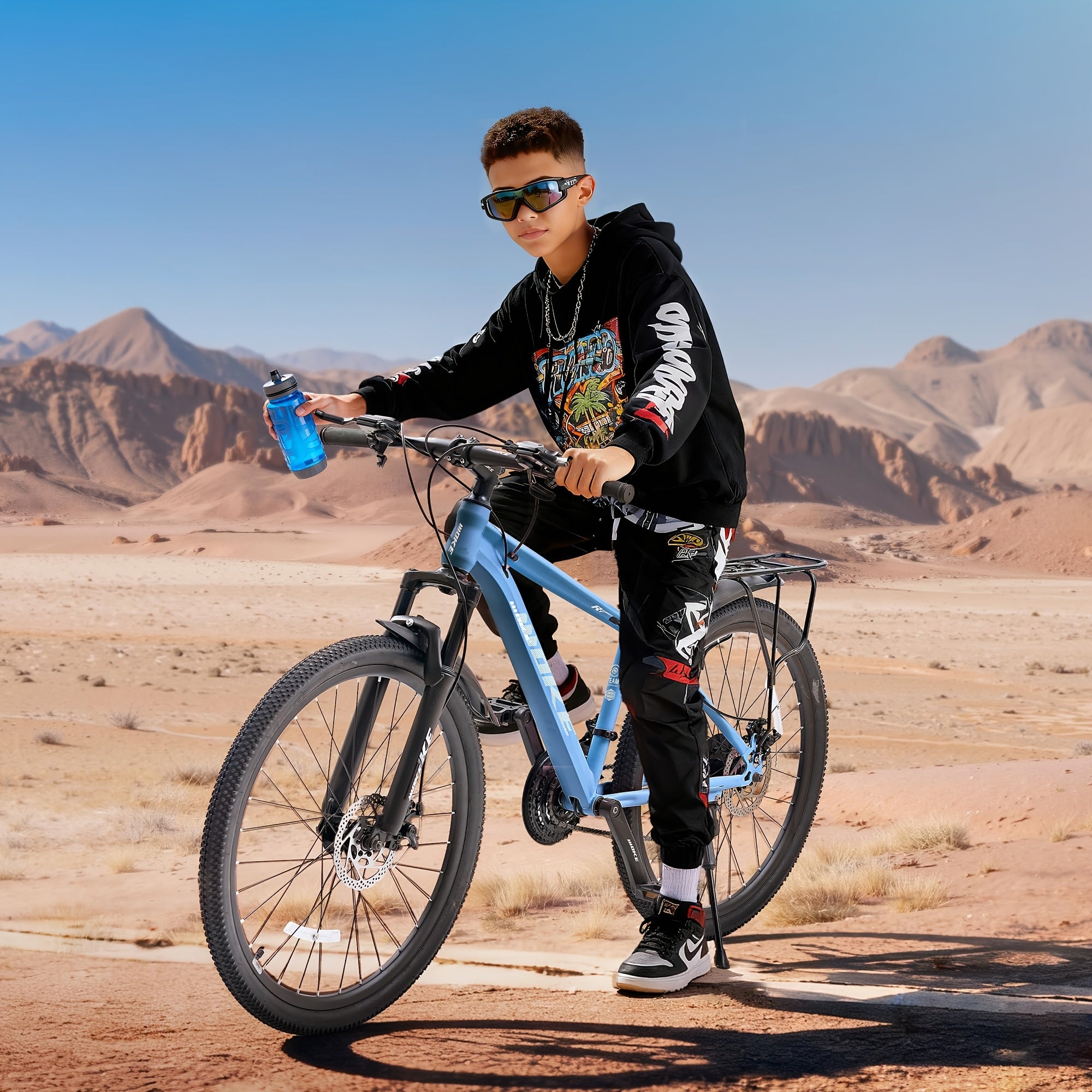 24\u002F26 Inch Kids Mountain Bike Suitable for Boys & Girls Over 6 Years with 21-Speed Drivetrain, Suspension Fork, Dual Disc Brakes, Rear Rack & Alloy Frame - -Terrain for, Trails, Casual Riding (Multiple Colors)