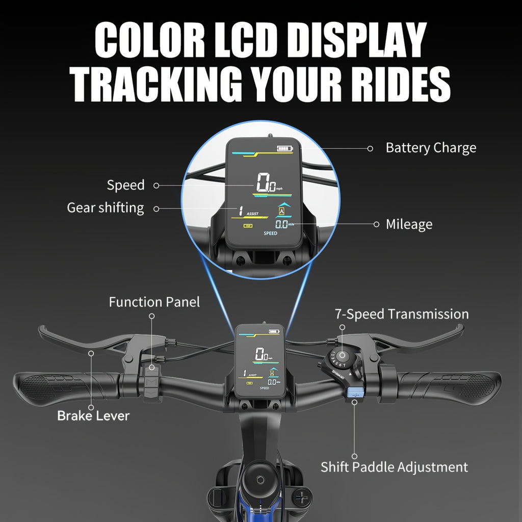 26-Inch Off-Road Electric Mountain Bike, 749W Motor, 25MPH, 48V 10Ah Detachable Lithium Battery, 7 Speed, Dual Disc Brakes, Suitable for Adult Electric Bicycles with a Range of 45 Miles