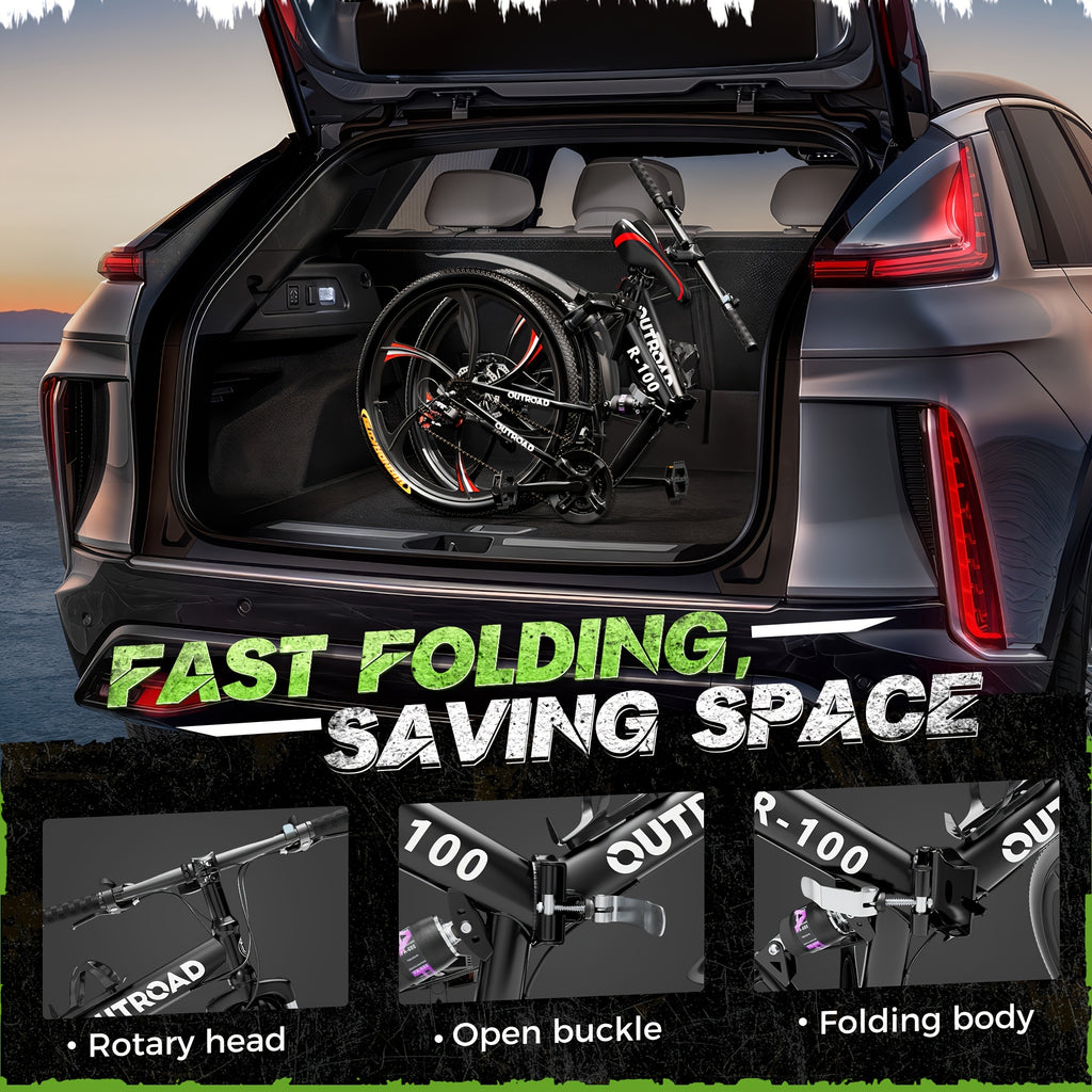 26 Inch Adult Folding Bikes\u002FMountain Bikes, 21 Speeds Mountain Bicycles with Full Suspension, Dual Disc Brake, High Carbon Steel Frame, Foldable Bike for Men\u002FWomen
