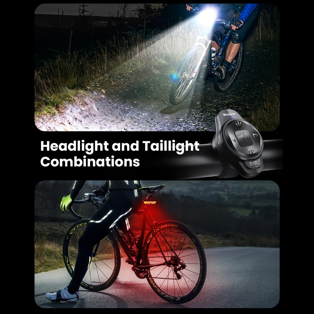 Smart Bike Light Set, Bicycle Headlight Tail Light With Remote Control, Bike Tail Light With Turn Signals And Brake Light Bike Alarm Horn, Night Riding Bike Lights, For Bicycles, Mountain Bikes, Road Bikes, Motorcycles, Without Battery