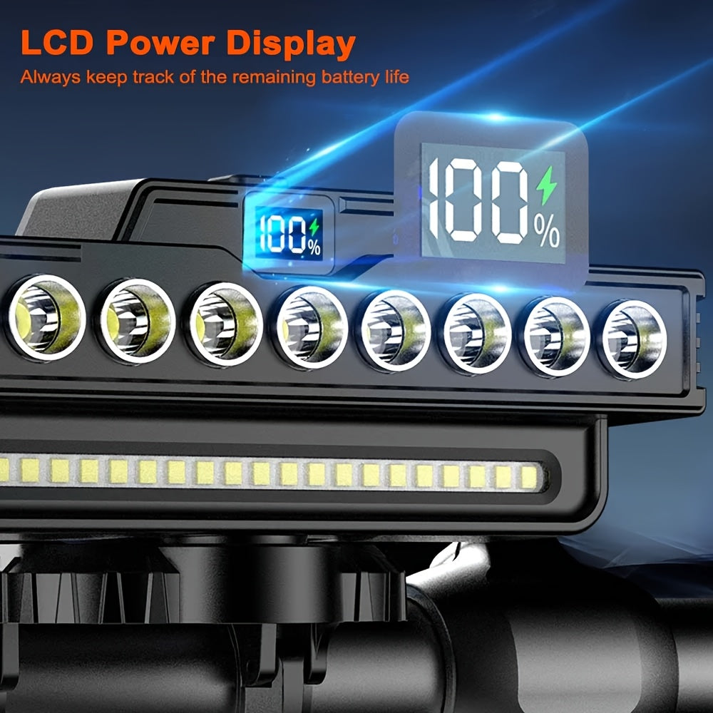 2 Set Bicycle Front Light And Taillights, Super Bright 9LED Bicycle Headlight, 7 Lighting Modes, Built-in 4000mAh Battery, Bike Taillight with 4 Lighting Modes, Easy to Install, for Mountain Bikes, Road Bikes