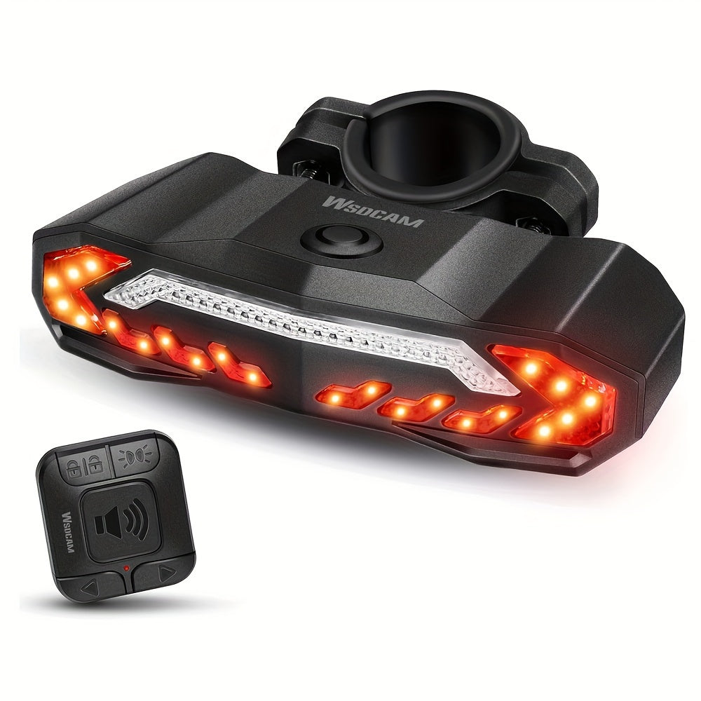 Bike Lights, 6 Lighting Modes Smart Bike Tail Light, Bike Accessories, 5in 1 Multifunctional, Bike Light Set with Remote Control, Bicycle Accessories - USB Rechargeable - Ultra Bright Bicycle Light Rear for Mountain Bikes And Road Bikes