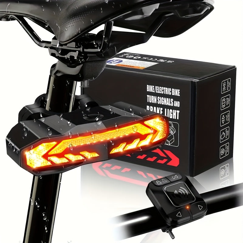 Bike Lights, 6 Lighting Modes Smart Bike Tail Light, Bike Accessories, 5in 1 Multifunctional, Bike Light Set with Remote Control, Bicycle Accessories - USB Rechargeable - Ultra Bright Bicycle Light Rear for Mountain Bikes And Road Bikes