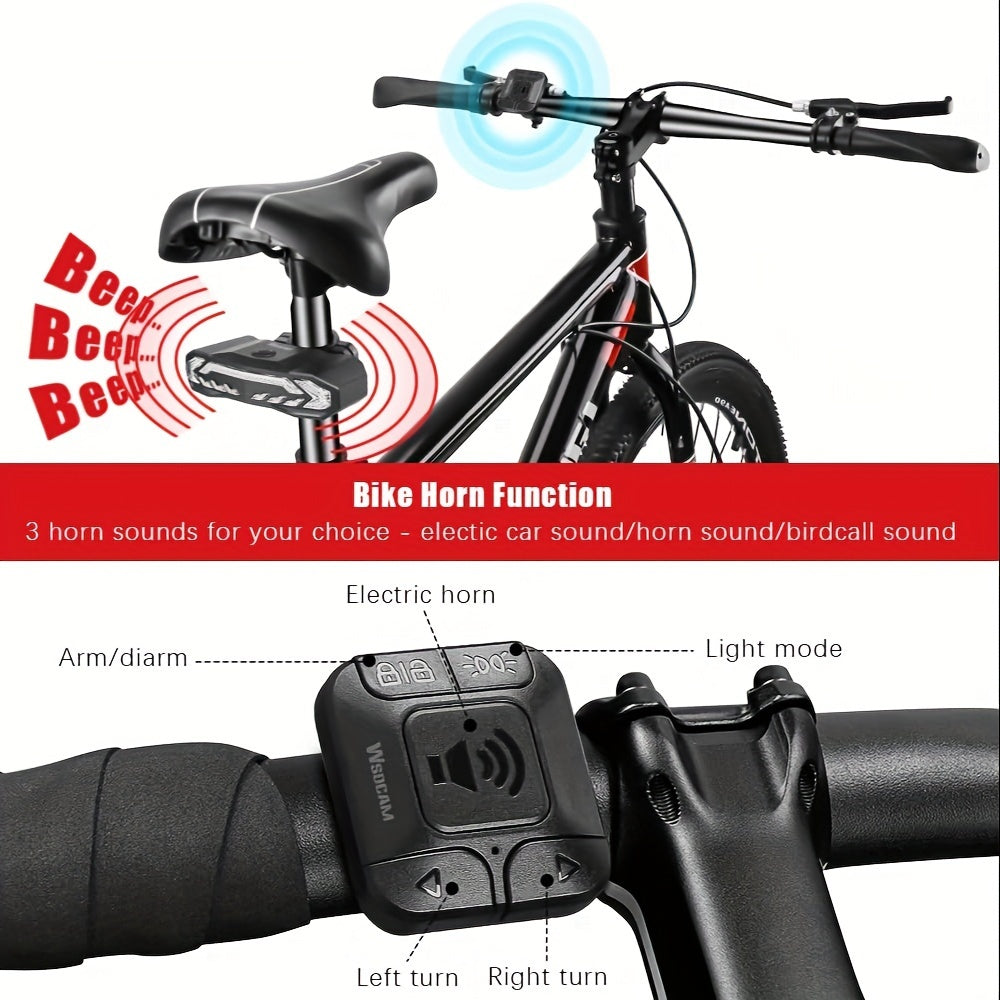 Bike Lights, 6 Lighting Modes Smart Bike Tail Light, Bike Accessories, 5in 1 Multifunctional, Bike Light Set with Remote Control, Bicycle Accessories - USB Rechargeable - Ultra Bright Bicycle Light Rear for Mountain Bikes And Road Bikes