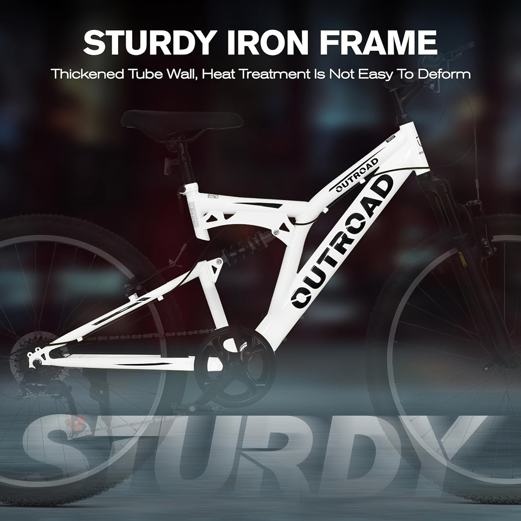 1 26-inch Mountain Bike | 7-speed Full Suspension, Dual V-brake, All-terrain Anti-slip Tires, Alloy Steel Wheels, Stainless Steel Frame, Available in, Suitable for Off-road Riding