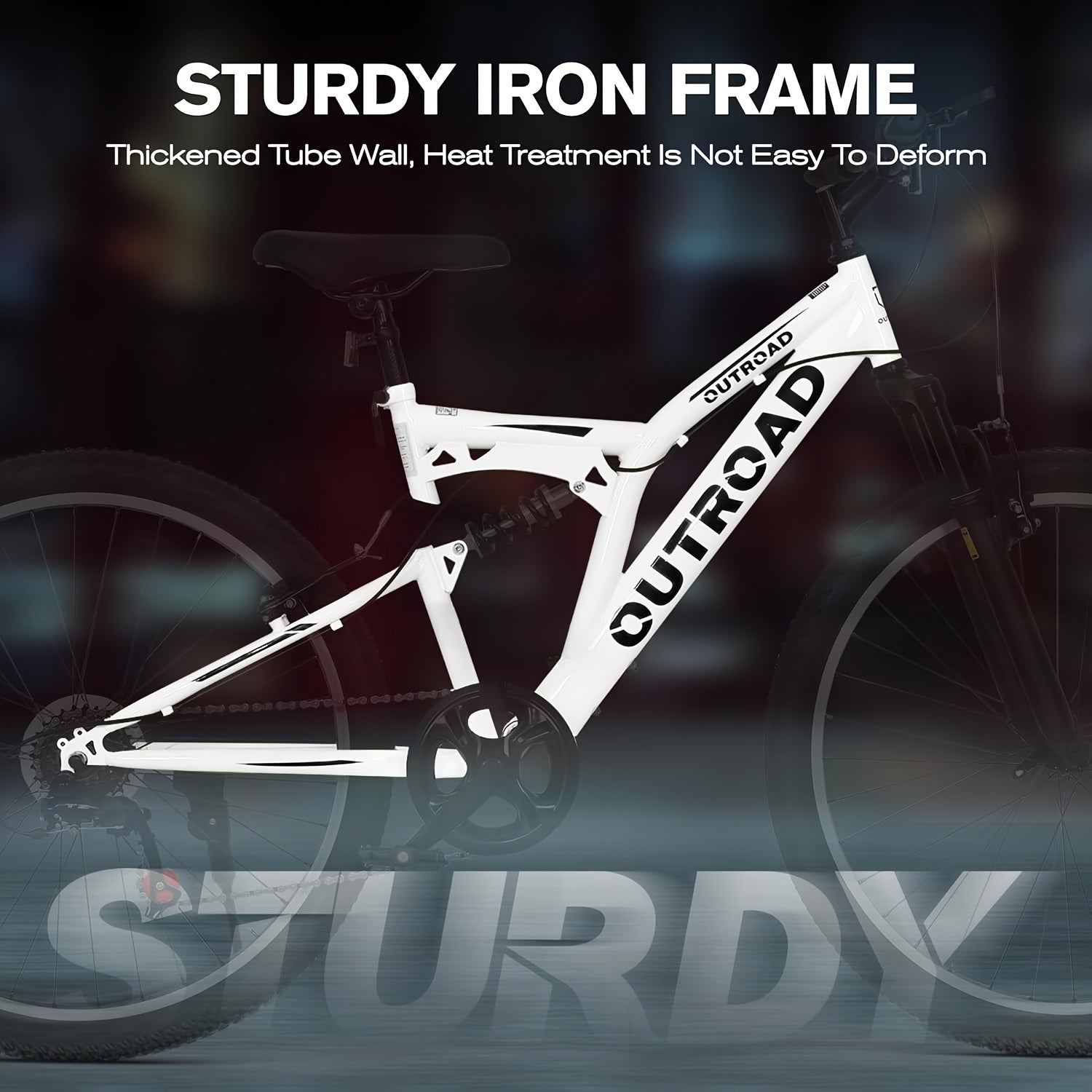 1 26-inch Mountain Bike | 7-speed Full Suspension, Dual V-brake, All-terrain Anti-slip Tires, Alloy Steel Wheels, Stainless Steel Frame, Available in, Suitable for Off-road Riding