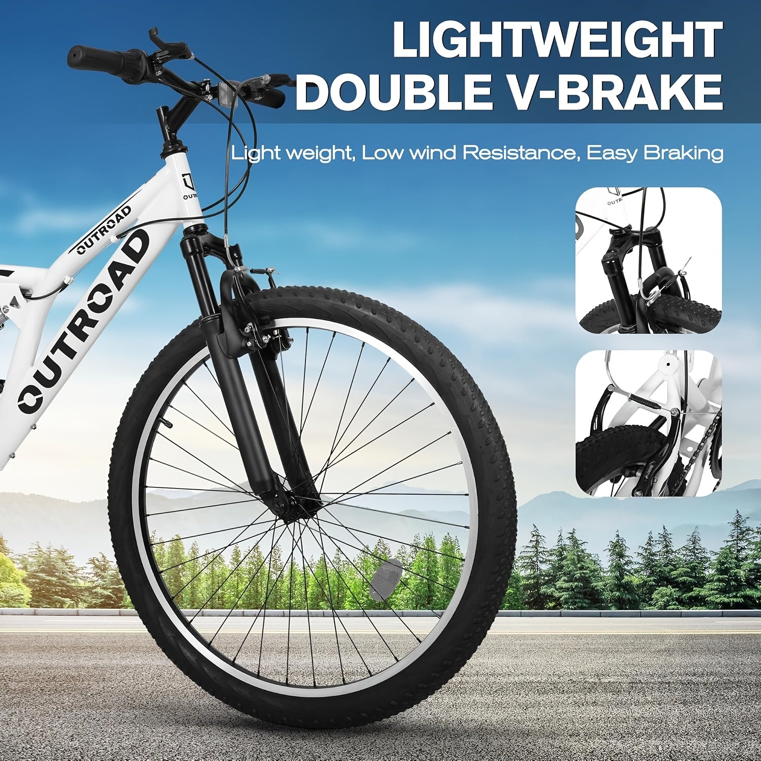 1 26-inch Mountain Bike | 7-speed Full Suspension, Dual V-brake, All-terrain Anti-slip Tires, Alloy Steel Wheels, Stainless Steel Frame, Available in, Suitable for Off-road Riding