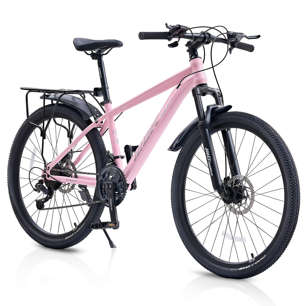 24\u002F26 Inch Kids Mountain Bike Suitable for Boys & Girls Over 6 Years with 21-Speed Drivetrain, Suspension Fork, Dual Disc Brakes, Rear Rack & Alloy Frame - -Terrain for, Trails, Casual Riding (Multiple Colors)