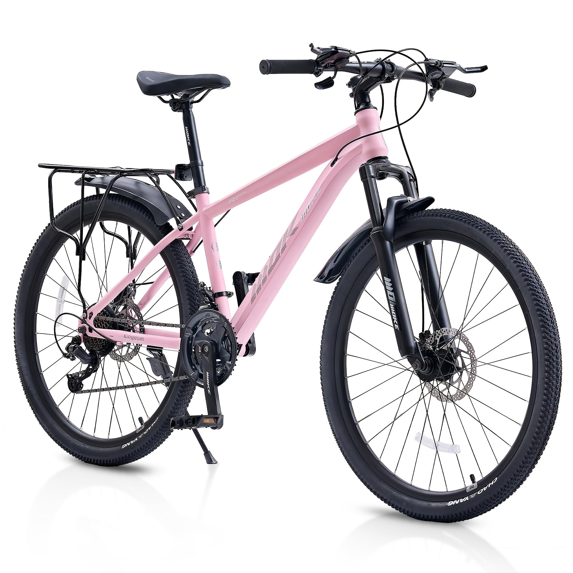 24\u002F26 Inch Kids Mountain Bike Suitable for Boys & Girls Over 6 Years with 21-Speed Drivetrain, Suspension Fork, Dual Disc Brakes, Rear Rack & Alloy Frame - -Terrain for, Trails, Casual Riding (Multiple Colors)