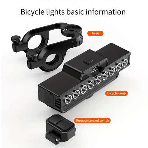 2 Set Bicycle Front Light And Taillights, Super Bright 9LED Bicycle Headlight, 7 Lighting Modes, Built-in 4000mAh Battery, Bike Taillight with 4 Lighting Modes, Easy to Install, for Mountain Bikes, Road Bikes