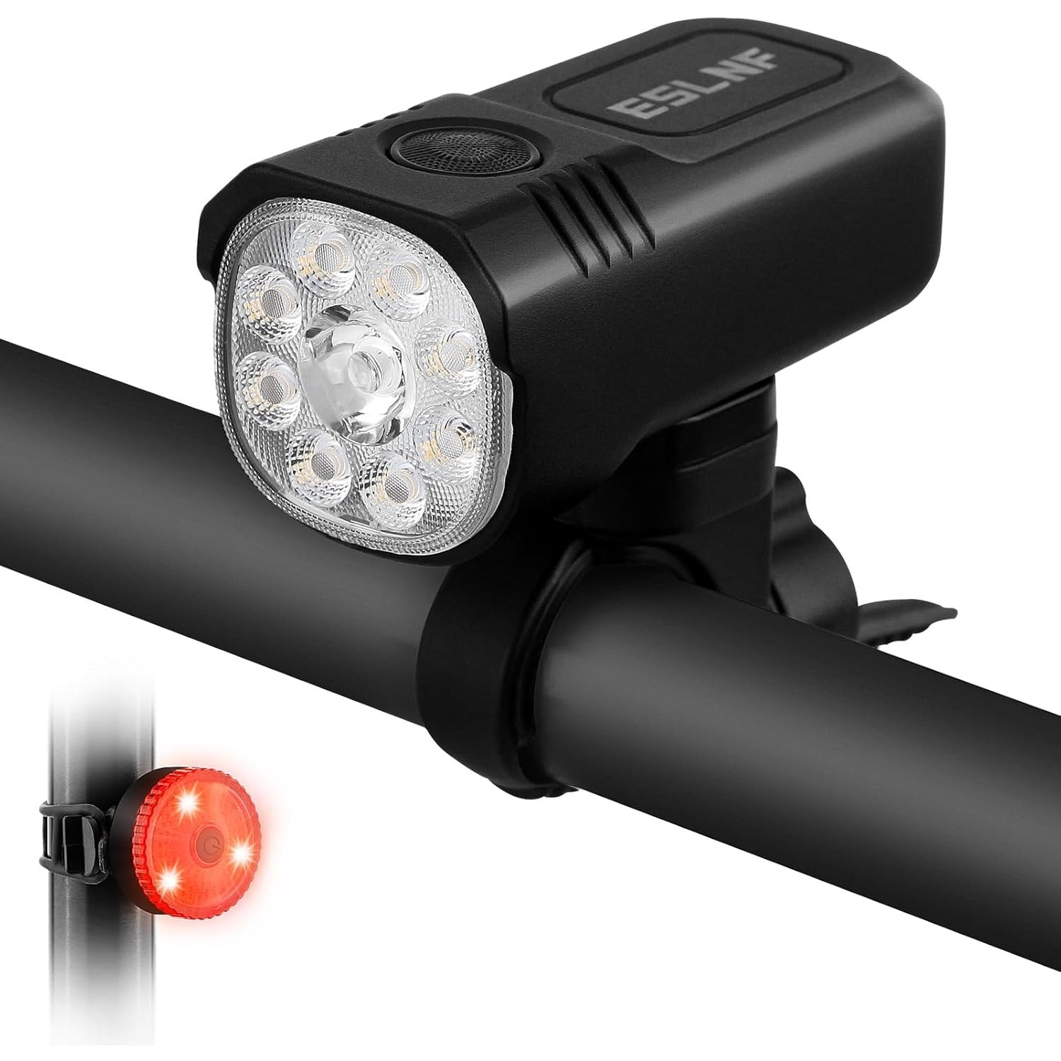 Set of Front And Rear Bike Lights That Are Rechargeable Via USB-C, Featuring Multiple LED Modes, Made of Aluminum Alloy, with a Memory Function, Suitable for Commuting And Night Rides in The Mountains