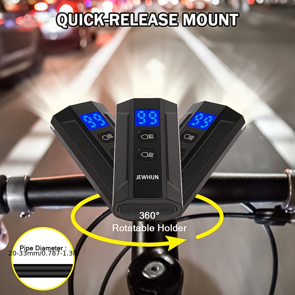 High Brightness Bike Lights for Night Riding, 13 Light Modes Bike Headlight 4Modes Bike Rear Light, Aluminum Waterproof LED Bike Front Lights with High Low Beam Design, LCD Display, IP55, Goof for Night Rider,Commuters,Outdoor Adventurers & Tourists